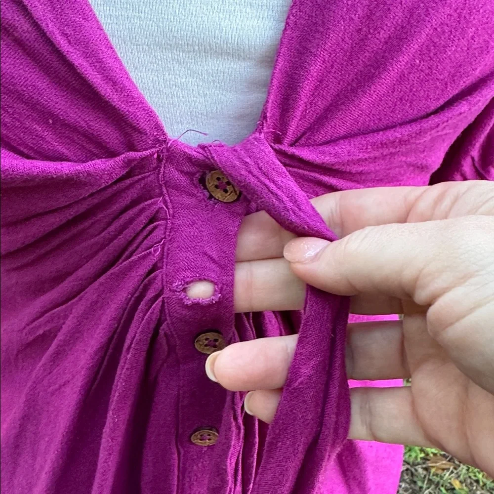 Free People Magenta Tie-Front Maxi Dress